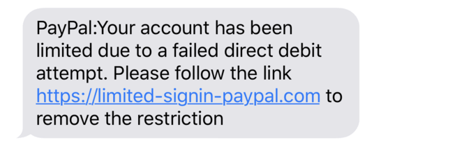 PayPal Spam Text