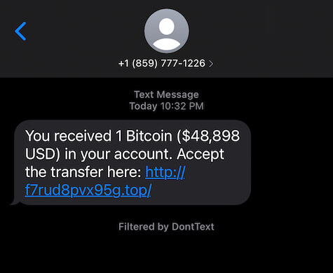 Spam Text Message with a Link